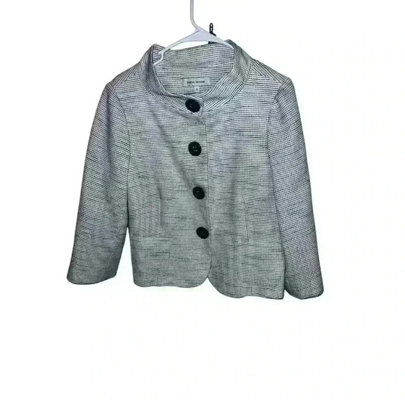 HARVE BERNARD BLAZER SZ 10 Button High Neck Office Siren Secretary Preppy - Picture 1 of 8